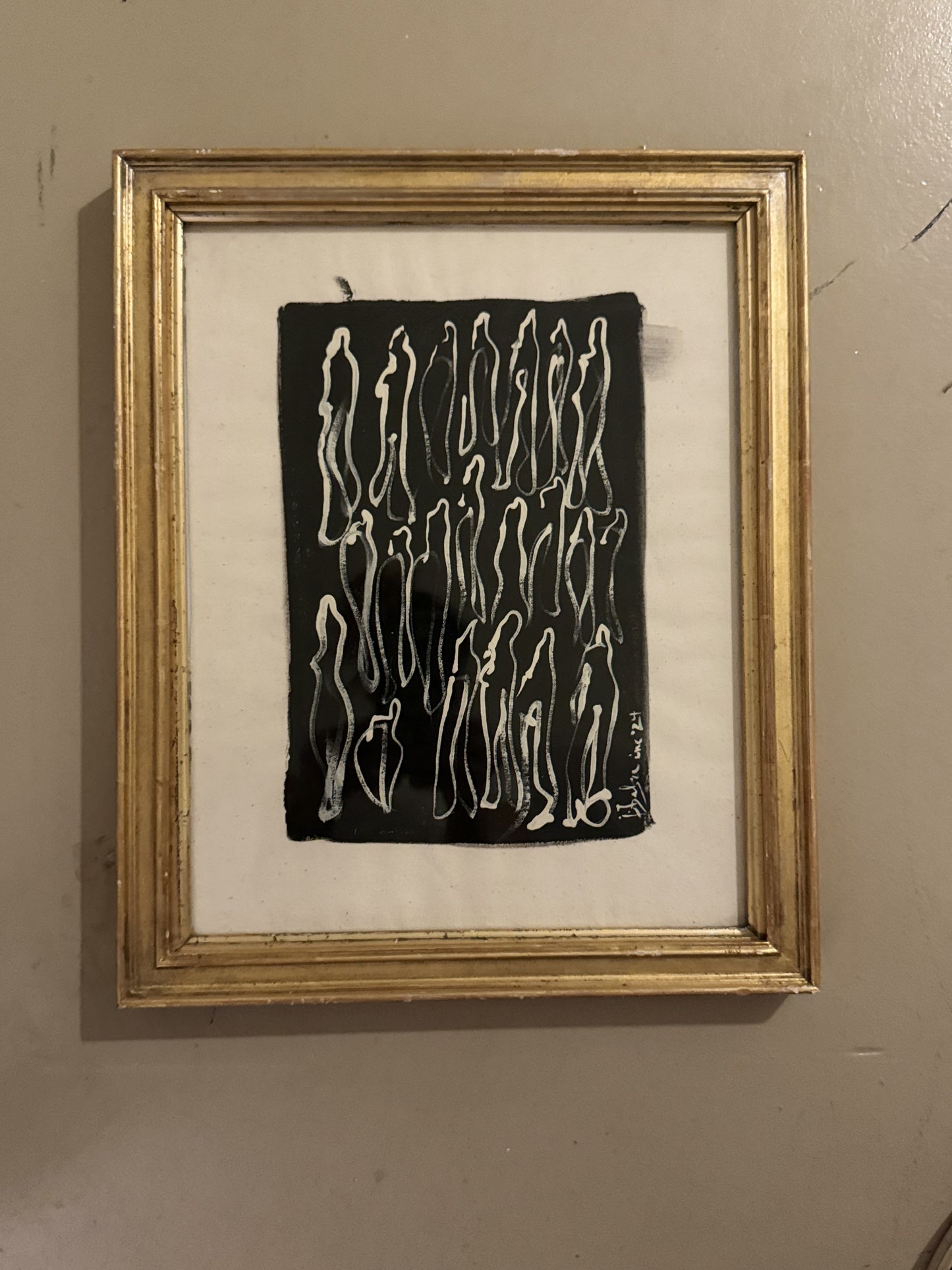 Framed Figure Acrylic Painting on Unstretched Canvas