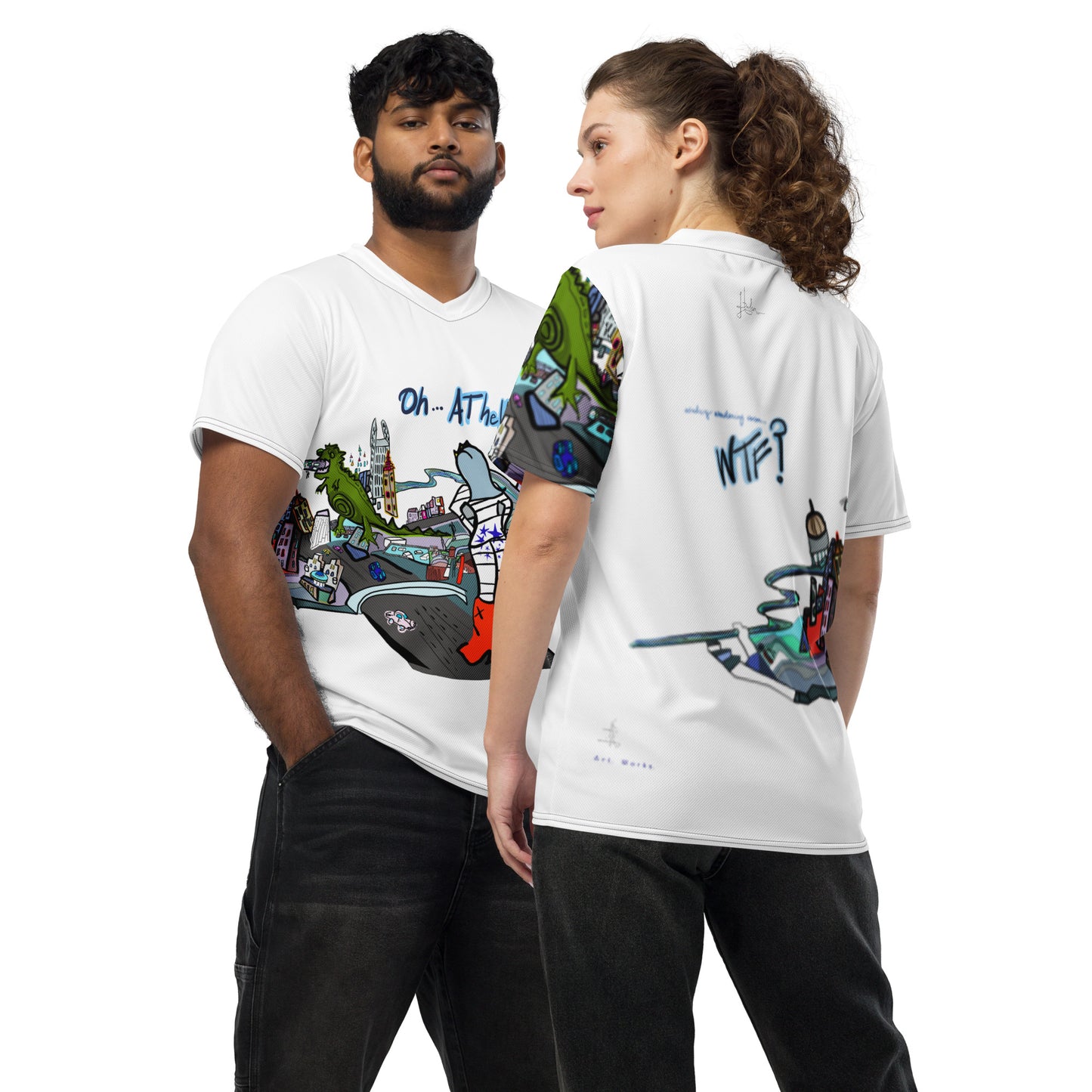 Wondering Woman WTF! Recycled unisex sports jersey