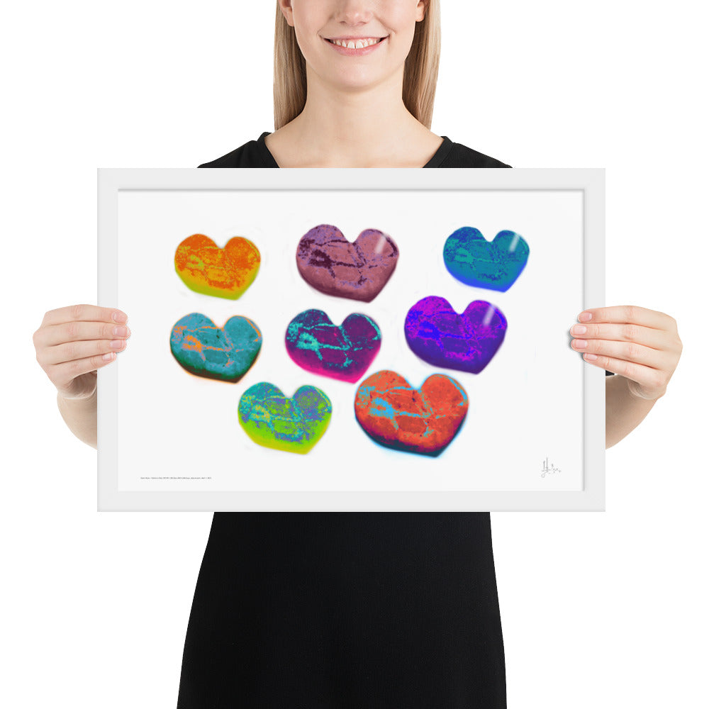 Framed print Heart Rocks Yellow to Red