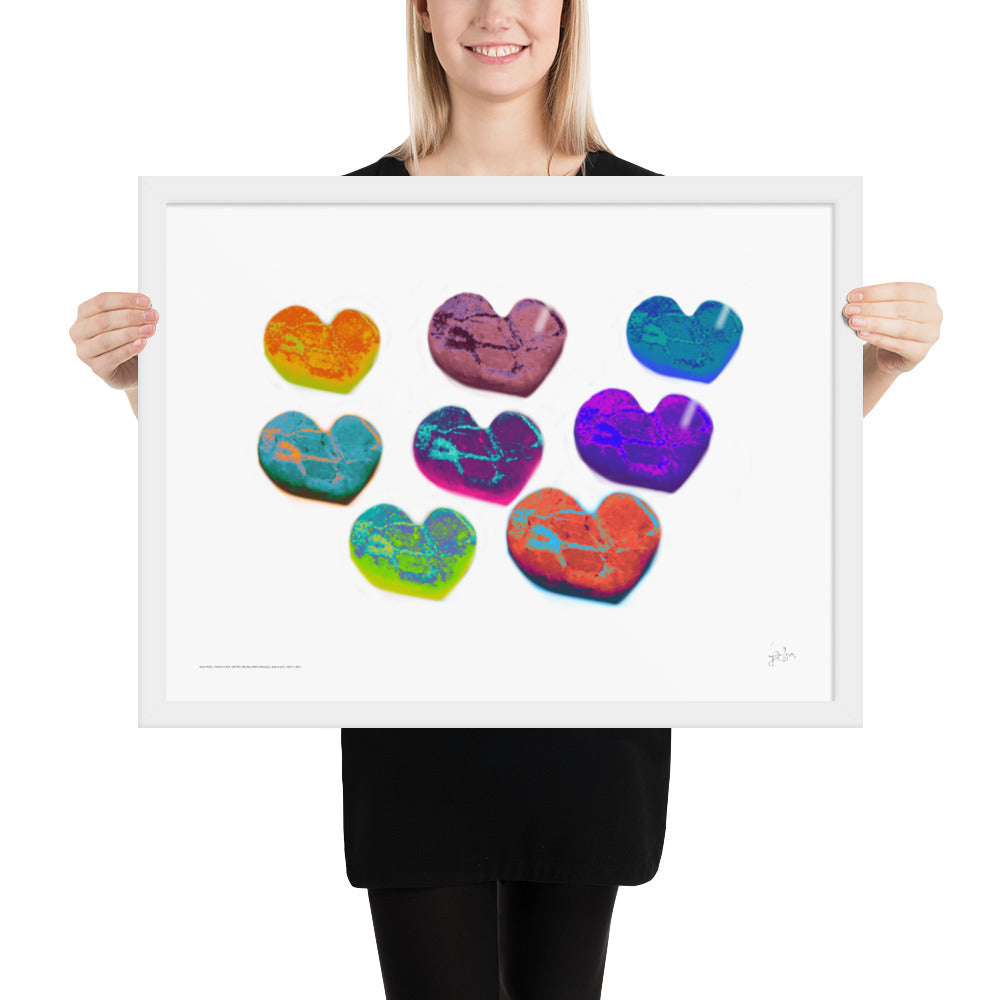 Framed print Heart Rocks Yellow to Red