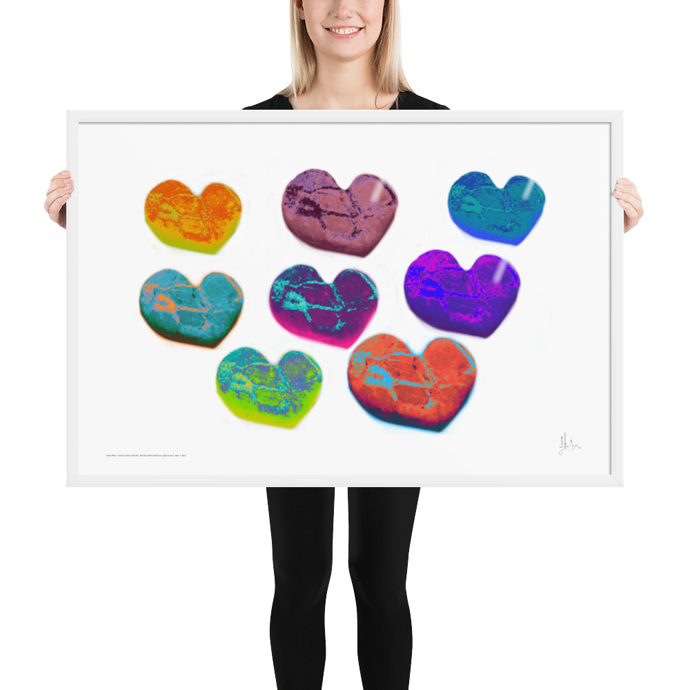 Framed print Heart Rocks Yellow to Red