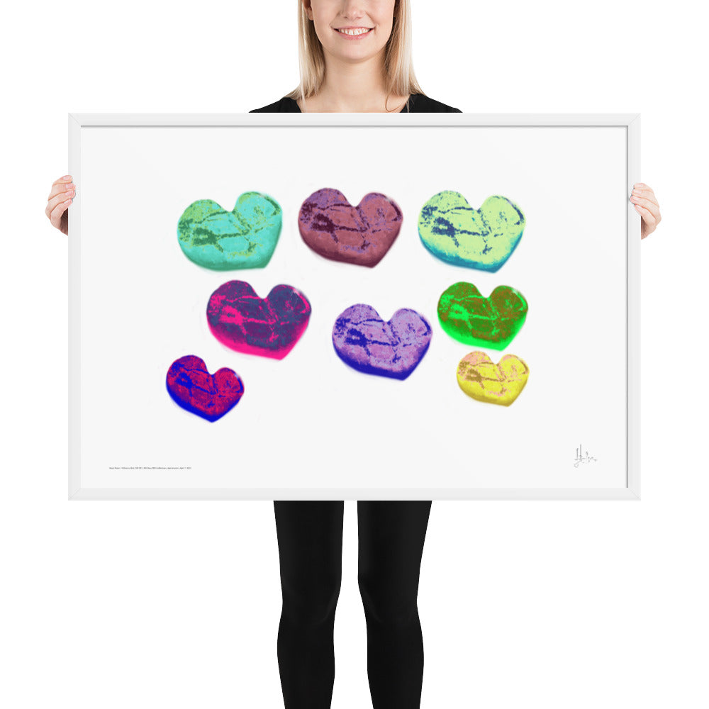 Framed print Heart Rocks Green to Yellow