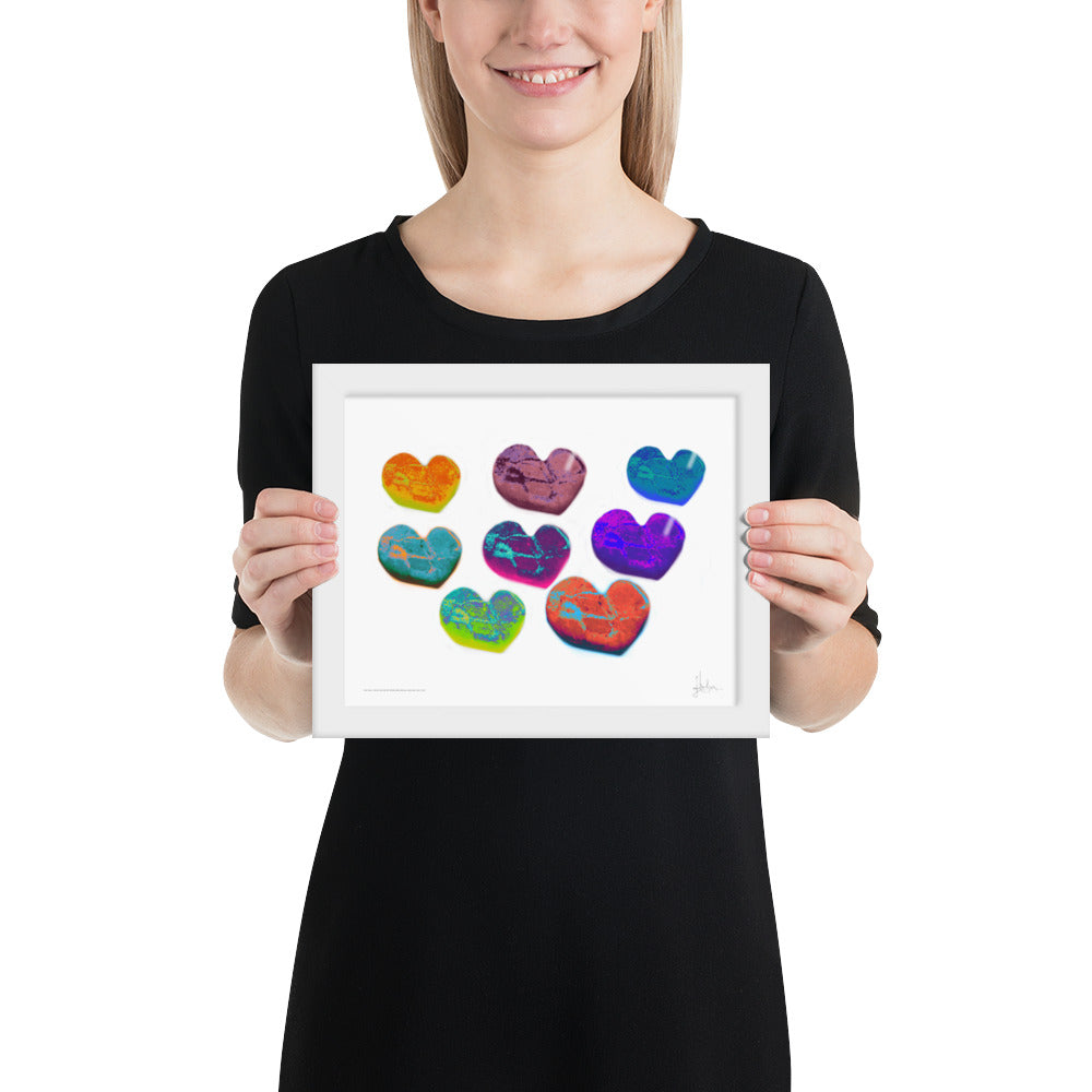 Framed print Heart Rocks Yellow to Red