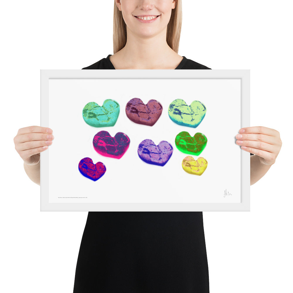 Framed print Heart Rocks Green to Yellow