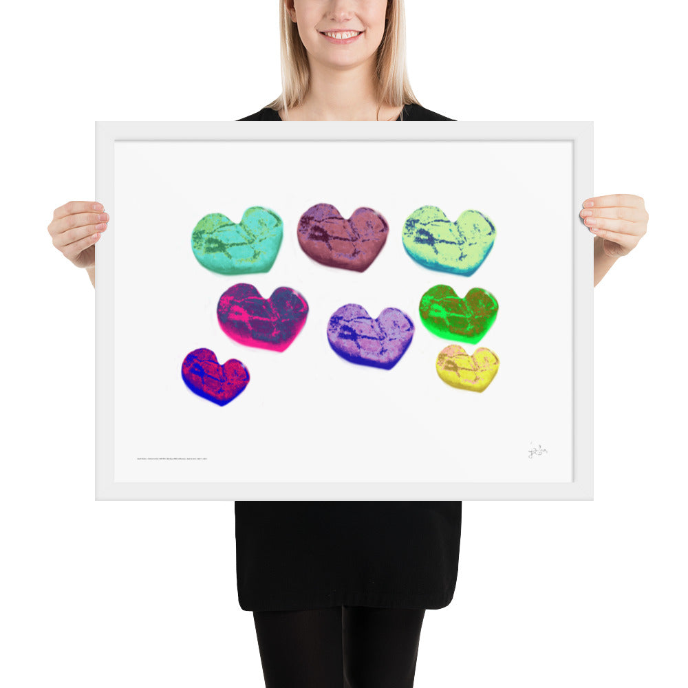 Framed print Heart Rocks Green to Yellow