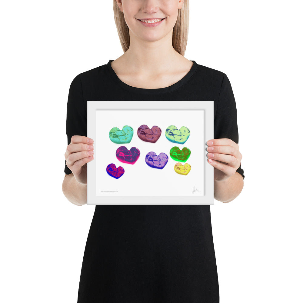 Framed print Heart Rocks Green to Yellow