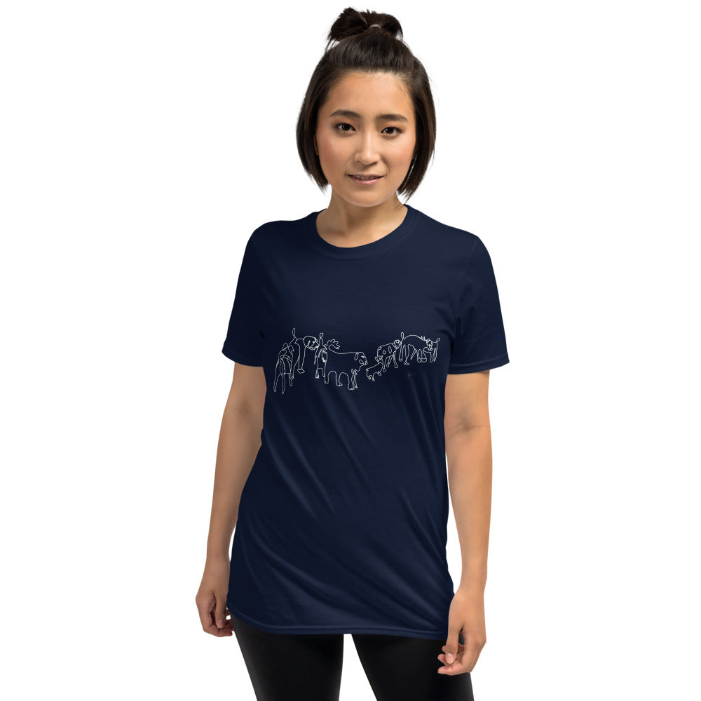 Dog train butt sniff Short-Sleeve Unisex T-Shirt